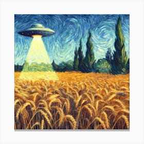 Aliens In The Wheat Field 2 Canvas Print