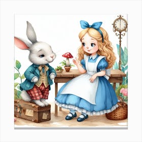 Alice and Peter Rabbit in Wonderland Canvas Print