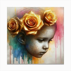 Roses On A Girl'S Head Canvas Print