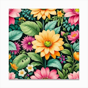 Seamless Floral Pattern 10 Canvas Print