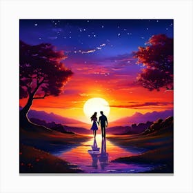 Sunset Couple 1 Canvas Print