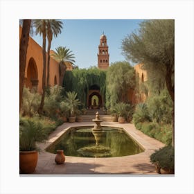 into the garden :Courtyard In Morocco Canvas Print