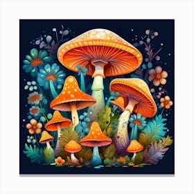 Mushrooms And Flowers 17 Canvas Print