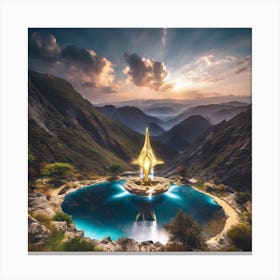 Golden Statue In The Mountains Canvas Print