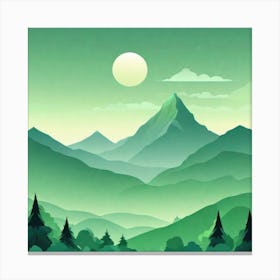 Misty mountains background in green tone 129 Canvas Print