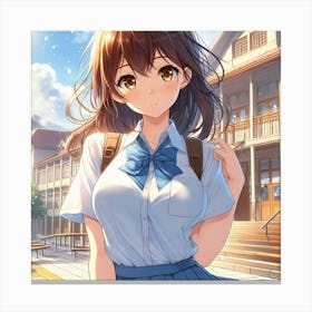 Anime Girl In School Uniform 1 Canvas Print