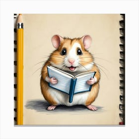 Hamster Reading A Book 14 Canvas Print