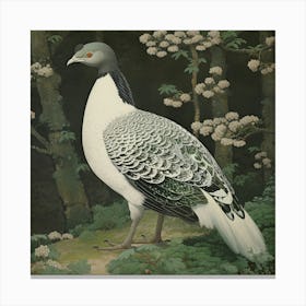Ohara Koson Inspired Bird Painting Grouse 2 Square Canvas Print
