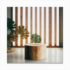 Tree Stump In Front Of A Window Canvas Print