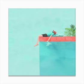 Illustration Of A Man Laying In The Water Canvas Print