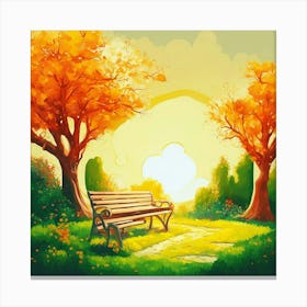 Park Bench In Autumn Canvas Print