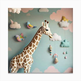 Giraffe And Clouds Canvas Print