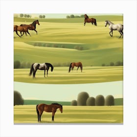 Horses In The Field 2 Canvas Print