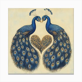 Baroque-Inspired Peacock Heart Design Background 3 Canvas Print