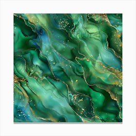 Abstract Green And Gold Abstract Painting Canvas Print