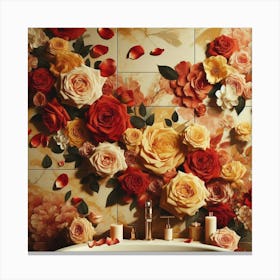 Roses On The Wall Canvas Print