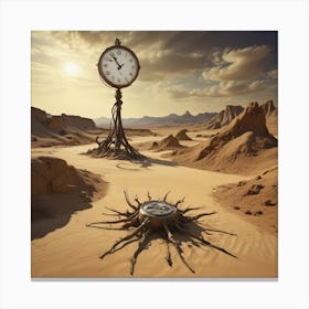 Clock In The Desert Canvas Print