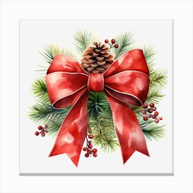 Christmas Wreath With Red Bow 4 Canvas Print