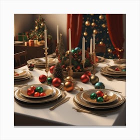 Christmas Table Setting 52 Canvas Print