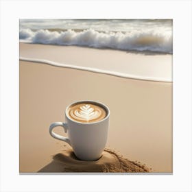 Coffee Cup On The Beach 9 Canvas Print