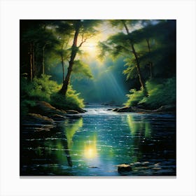 River In The Woods Canvas Print