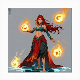 Fire Elf The Magic of Watercolor: A Deep Dive into Undine, the Stunningly Beautiful Asian Goddess Canvas Print