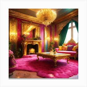 Futuristic Beautiful French Mansion Interior Glamo (27) Canvas Print