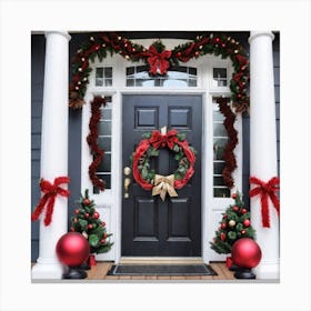 Christmas Front Porch 3 Canvas Print