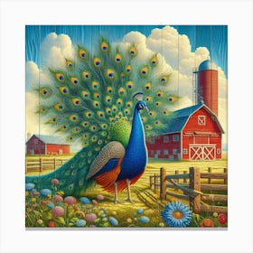 Peacock On The Farm 1 Canvas Print