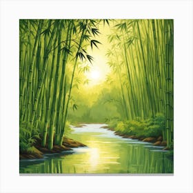A Stream In A Bamboo Forest At Sun Rise Square Composition 352 Canvas Print