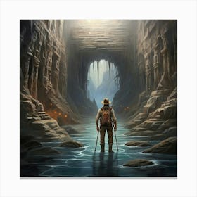 Man In A Cave Art print Canvas Print