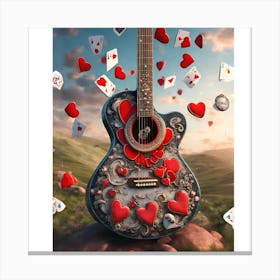 Heartstrings Monarchy Queen Of Hearts Guitar Elegance (24) Canvas Print