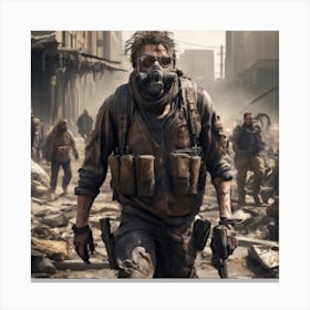 Post Apocalyptic Wasteland In Photorealistic Detail Where 3d Characters Engage In A Chaotic Battle For Survival Canvas Print