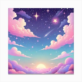 Sky With Twinkling Stars In Pastel Colors Square Composition 129 Canvas Print