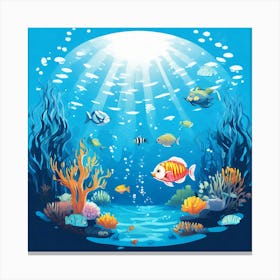 Underwater Serenity Calming Underwater Scenes With Schools Of Fish Coral Reefs And Sunrays Filter 929751809 (1) Canvas Print