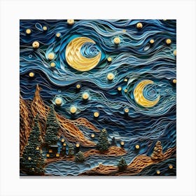 A Serene Night Sky in Van Gogh Style Canvas Print