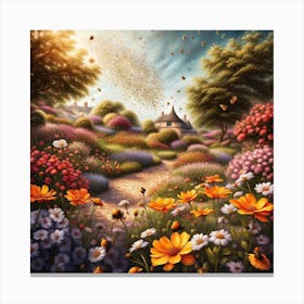 Bees In The Garden Canvas Print