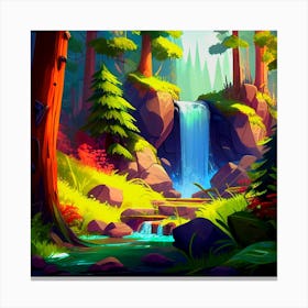 Waterfall In The Forest,Landscape waterfall in the forest Canvas Print