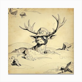 Deer In The Snow Canvas Print