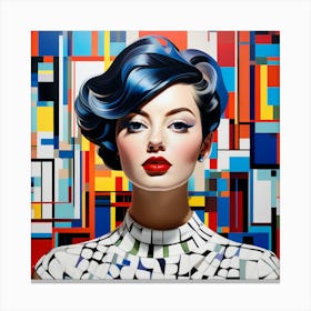 Head And Shoulder Studio Portrait Of A Young Woman In Bauhaus Painting Style 3 Canvas Print