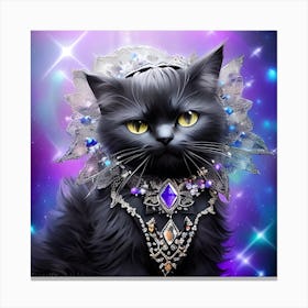 Black Cat With Crystals 2 Canvas Print