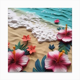 Hibiscus Paper Art Canvas Print