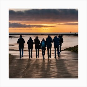 People Walking At Sunset Canvas Print