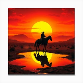 Cowboy At Sunset Canvas Print