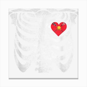 Distressed Rib Cage Heart Lacrosse Halloween Costume Canvas Print