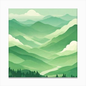 Misty mountains background in green tone 101 Canvas Print