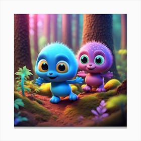 Little Monsters In The Forest Canvas Print