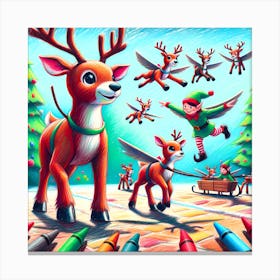 Super Kids Creativity:Santa'S Reindeer 3 Canvas Print