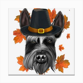 Fall Giant Schnauzer Pilgrim Thanksgiving Canvas Print