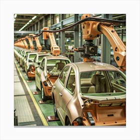 Assembly Line Of Cars In A Factory Canvas Print